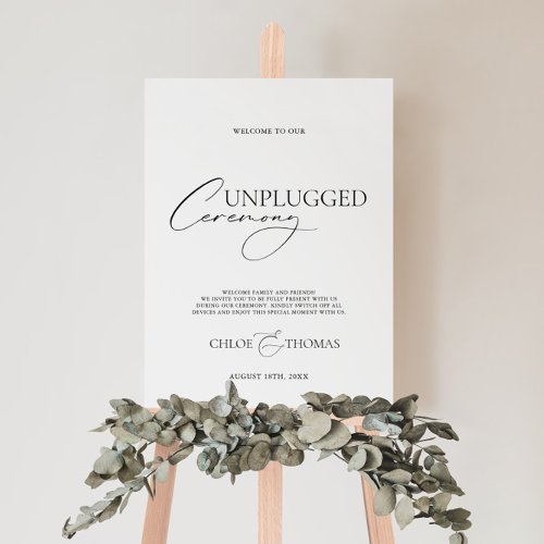 Unplugged Ceremony Wedding Sign Black  White