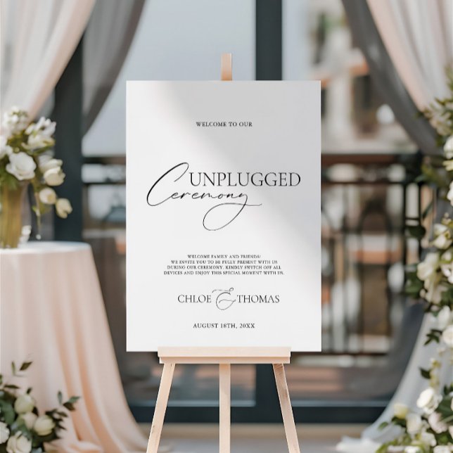 Unplugged Ceremony Wedding Sign Black & White (Unplugged Ceremony Wedding Sign Black & White)
