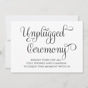 Unplugged Ceremony Wedding Sign Invitation by AshPartyInspiration at Zazzle