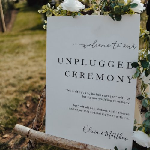 Unplugged Ceremony Wedding Welcome Foam Board