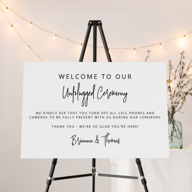Unplugged Ceremony Wedding Welcome Sign (In Situ (Stand))