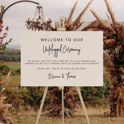 Unplugged Ceremony Wedding Welcome Sign