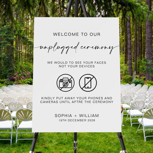 Unplugged ceremony welcome sign  no devices sign
