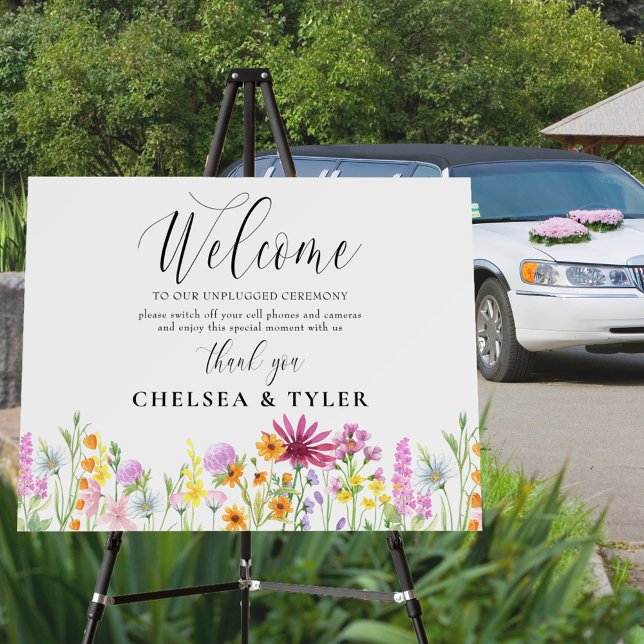 Unplugged Ceremony Wildflower Meadow Welcome Foam Board (Creator Uploaded)