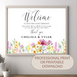 Unplugged Ceremony Wildflower Meadow Welcome Poster