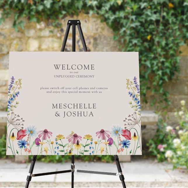 Unplugged Ceremony Wildflower Wedding Welcome Foam Board (Creator Uploaded)