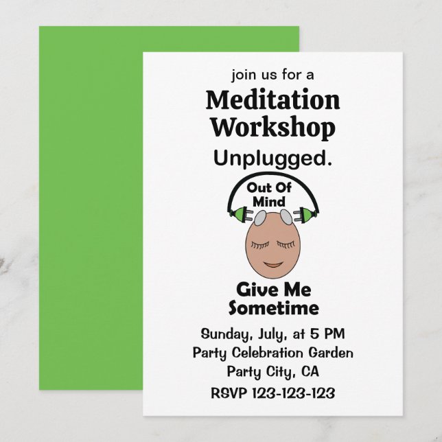 Unplugged Out Of Mind Meditation Workshop Invitation (Front/Back)