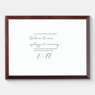 Unplugged phone free ceremony wedding sign award plaque