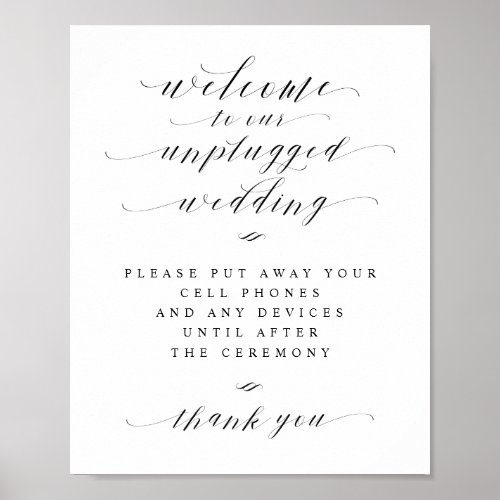 Unplugged Wedding Calligraphy Script Welcome Sign