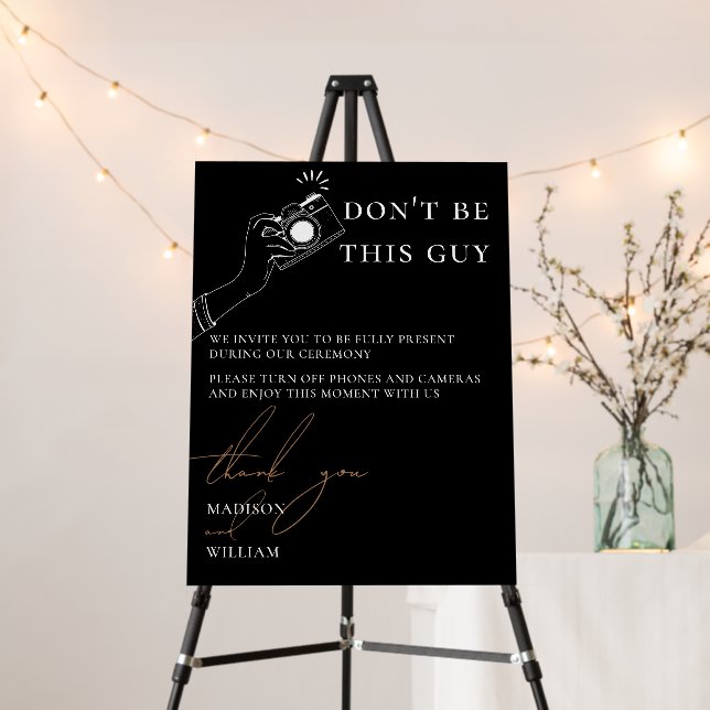 Unplugged Wedding Ceremony Modern Black and White Foam Board (In Situ (Stand))