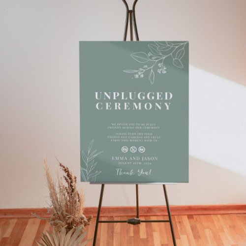 Unplugged Wedding Ceremony Sage Green Wedding Sign