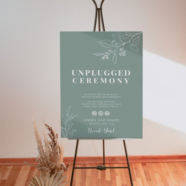Unplugged Wedding Ceremony Sage Green Wedding Sign (Creator Uploaded)