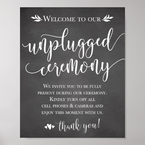 Unplugged Wedding Ceremony Sign 8x10
