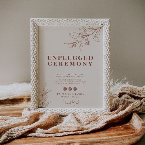Unplugged Wedding Ceremony Sign Boho Floral