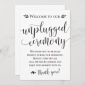 Unplugged Wedding Ceremony Sign Card 5x7 (Front/Back)
