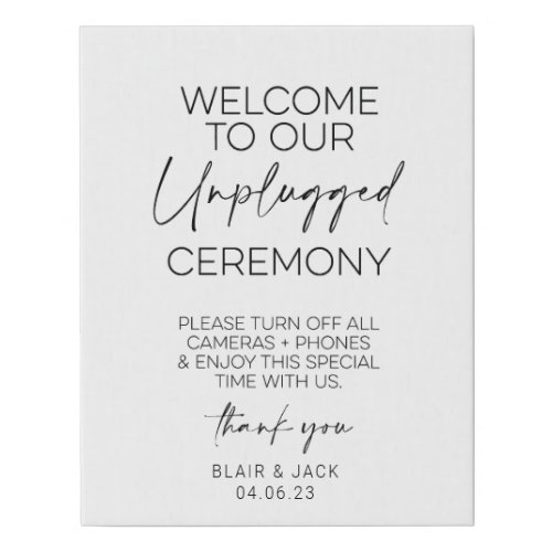 Unplugged Wedding Ceremony Sign Minimal
