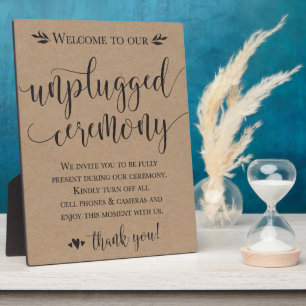 Unplugged Wedding Ceremony Sign Plaque 8x10