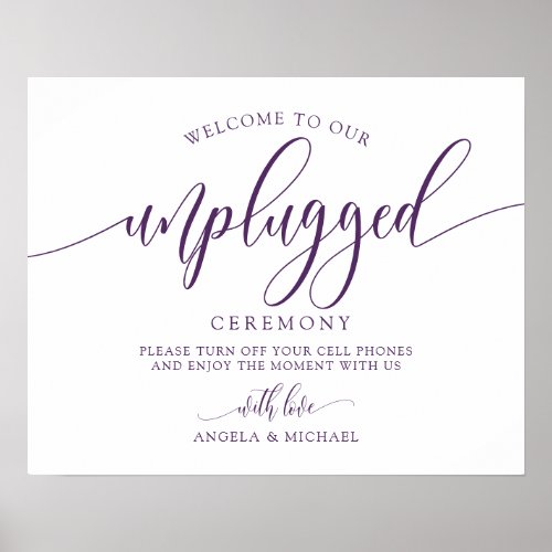 Unplugged Wedding Ceremony_Typography_ Plum Purple Poster