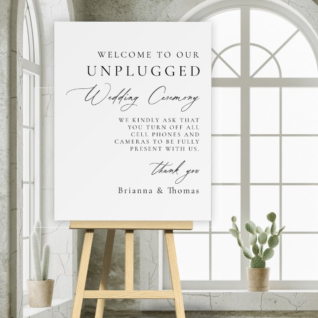 Unplugged Wedding Ceremony Welcome Sign (This elegant unplugged ceremony wedding sign is available in a variety of sizes.)