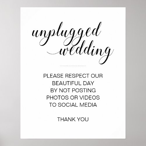 Unplugged Wedding No Social Media Sign