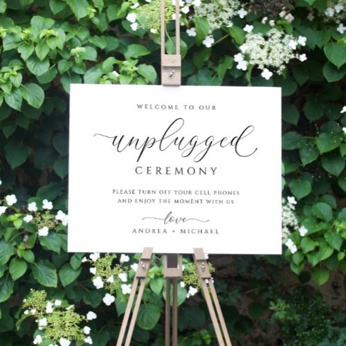 Unplugged Wedding Sign Elegant Simple Foam Board