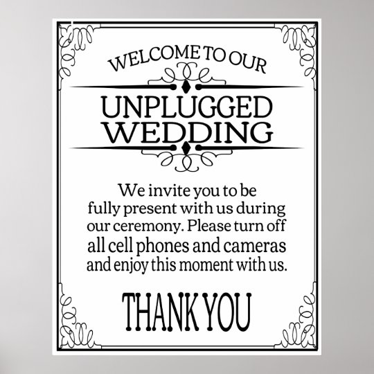 unplugged wedding sign acrylic