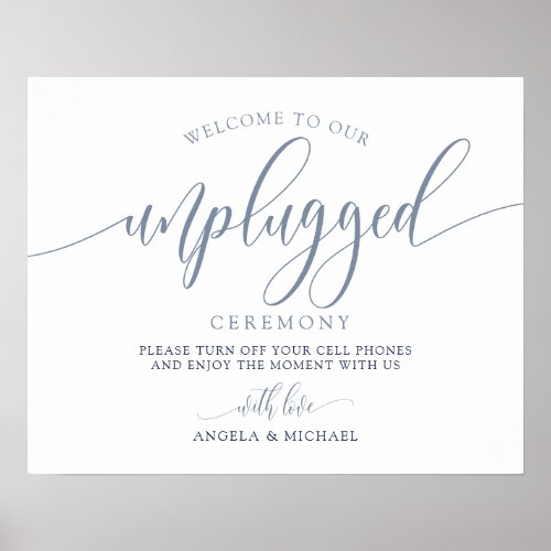 Unplugged Wedding Sign _ Typography Dusty Blue