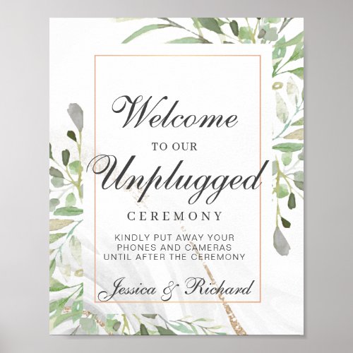 Unplugged Wedding Welcome Poster Sign