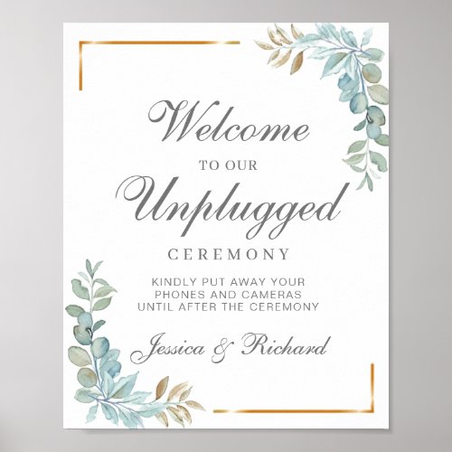 Unplugged Wedding Welcome Poster Sign