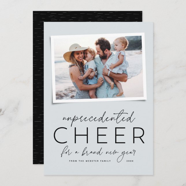 Unprecedented cheer happy 2026 blue New Year card (Front/Back)
