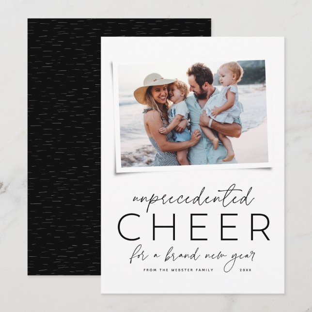 Unprecedented cheer happy 2026 photo New Year card (Front/Back)