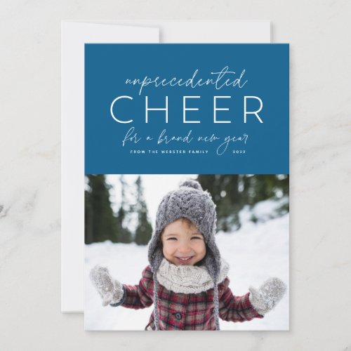 Unprecedented cheer Happy New Year 2022 photo card