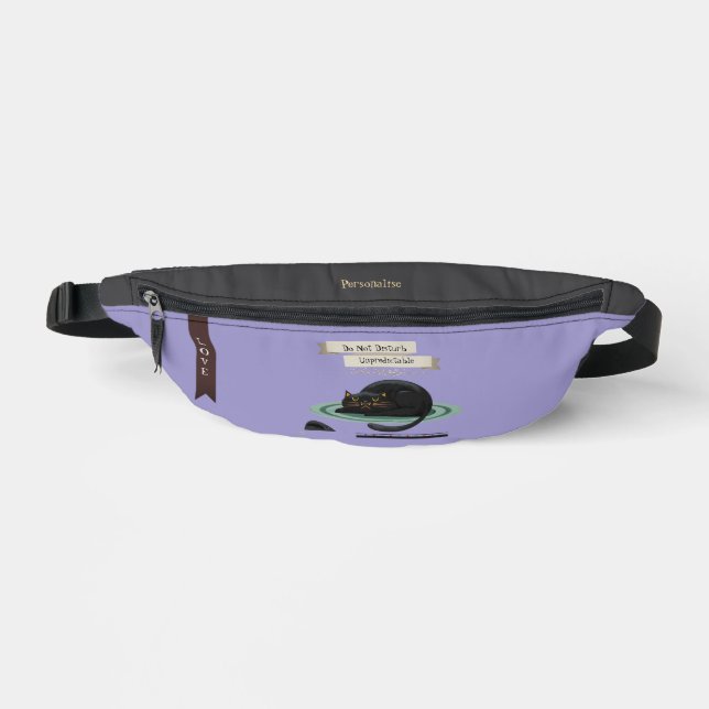 Unpredictable Black Cat Quote Lilac Purple Fanny Pack (Front)