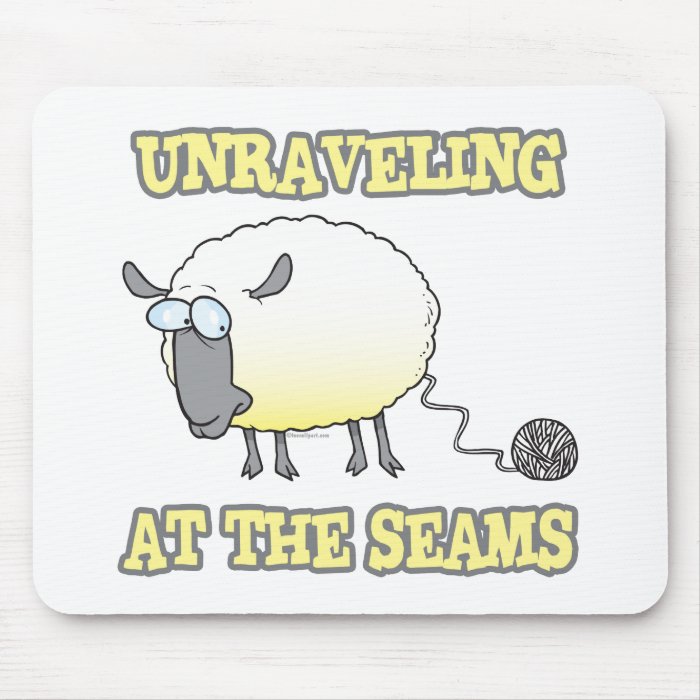 unraveling at the seams funny sheep cartoon mouse pads