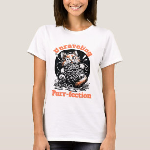 Unraveling Purr-fection: Cute Cat Tangled in Yarn T-Shirt