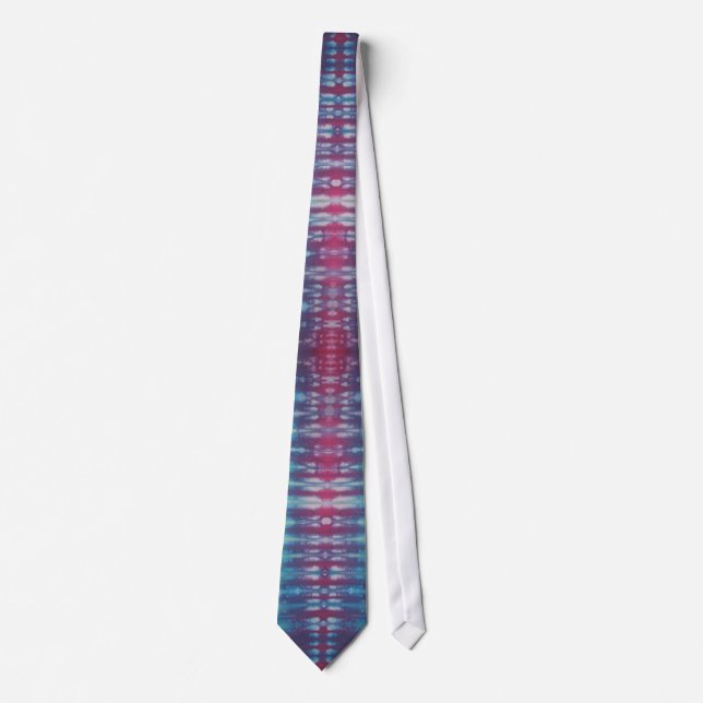 Unreal Blue Red Tie Dye Necktie (Front)
