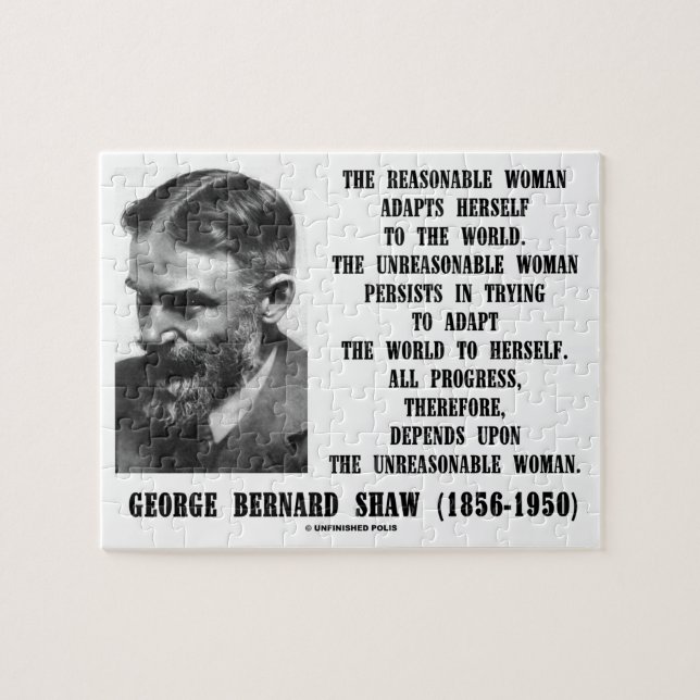 Unreasonable Woman Progress G. B. Shaw Quote Jigsaw Puzzle (Horizontal)