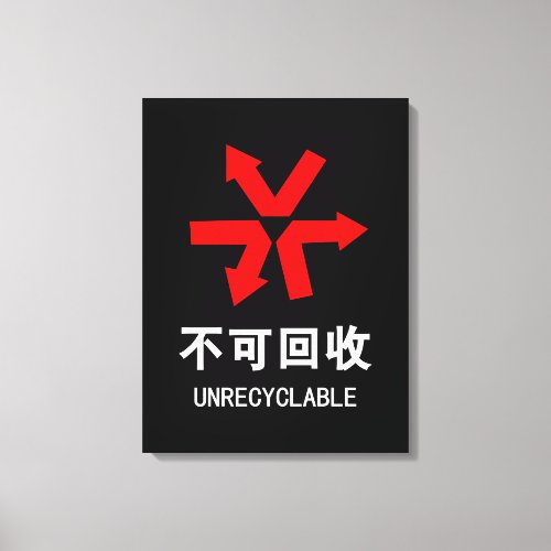 Unrecyclable  Chinese Language Hanzi Sign