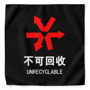 Unrecyclable ~ Chinese Language Hanzi Sign Bandana