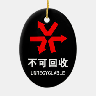 Unrecyclable ~ Chinese Language Hanzi Sign Ceramic Ornament