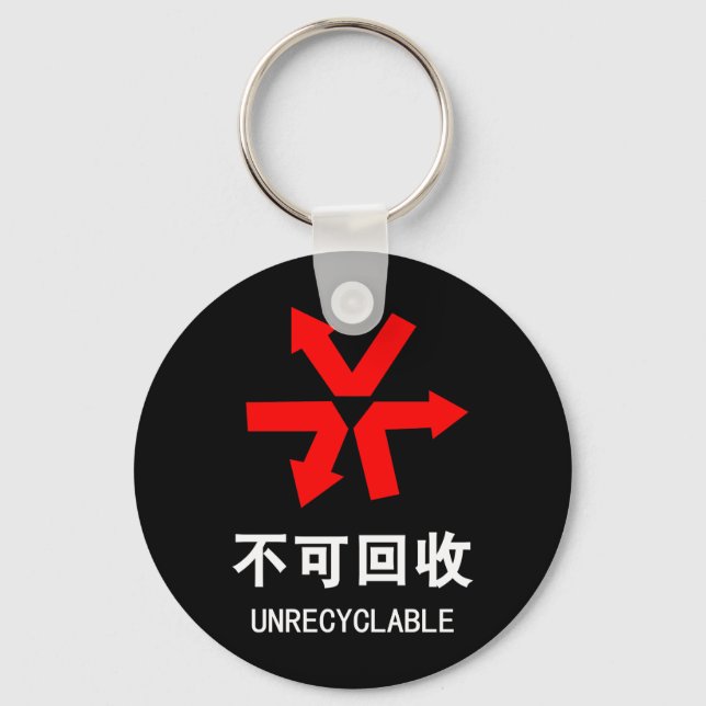 Unrecyclable ~ Chinese Language Hanzi Sign Keychain (Front)