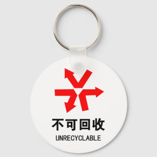 Unrecyclable ~ Chinese Language Hanzi Sign Keychain