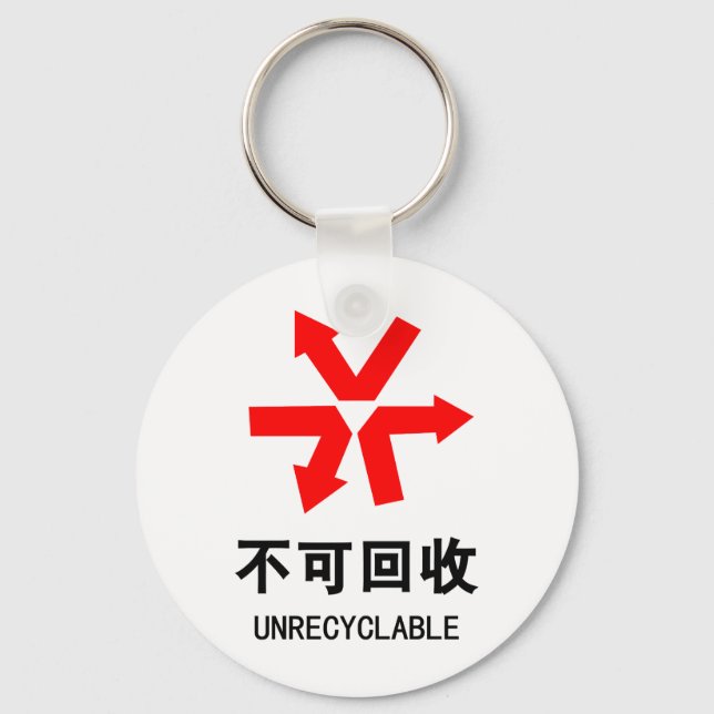 Unrecyclable ~ Chinese Language Hanzi Sign Keychain (Front)