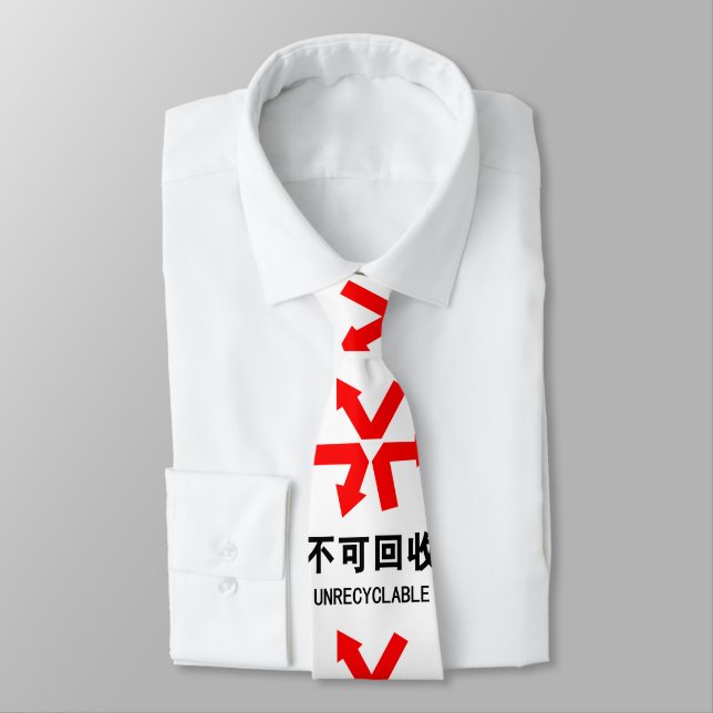 Unrecyclable ~ Chinese Language Hanzi Sign Neck Tie (Tied)