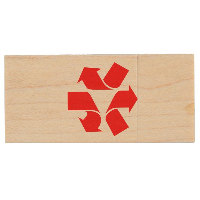 Unrecycle Symbol Wood Flash Drive (Front)