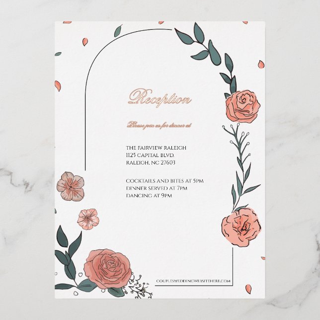 Unrushed Reception Enclosure Foil Invitation Postcard (Front)