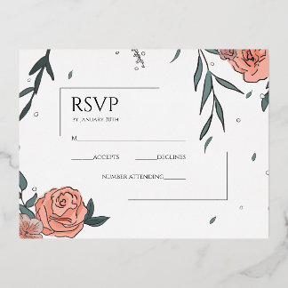 Unrushed RSVP Foil Invitation Postcard