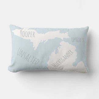 Unsalted Michigan Map Yooper Michigander Up North Lumbar Pillow