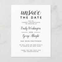 Unsave The Date Elegant Wedding Postponed