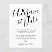 Unsave the Date Hearts Wedding Postponement